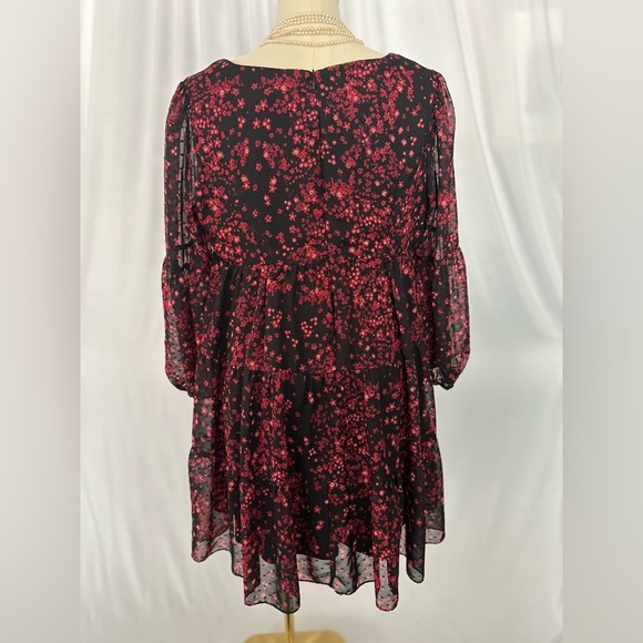 Maison Tara Black and Red Floral Dress (797) - Picture 3 of 15